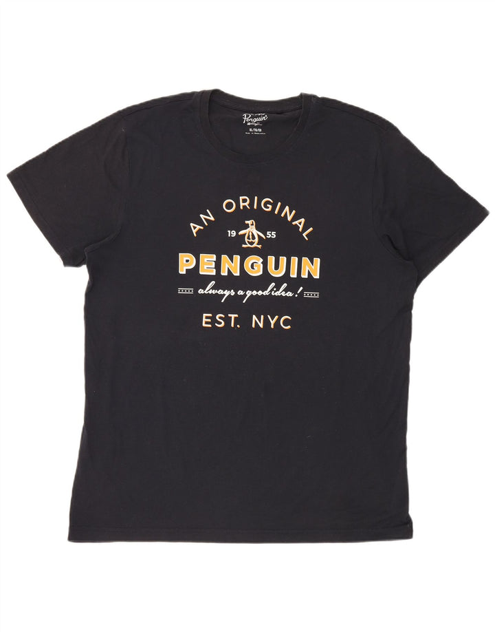 Penguin Herren-T-Shirt mit Grafik, XL, schwarze Baumwolle