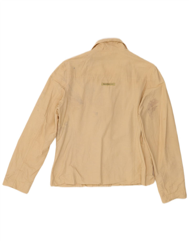 Valentino Damen-Blazerjacke mit 3 Knöpfen, IT 40, kleine beige Nadelstreifen