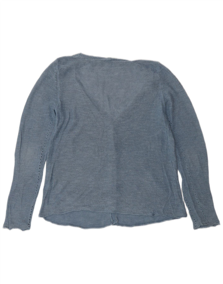 WHITE STUFF Damen-Cardigan-Pullover UK 10 Small Blaues Leinen