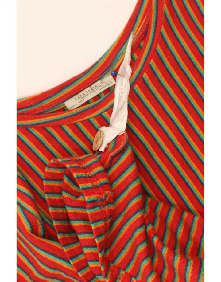 Zara Damen Trafaluc Etuikleid UK 14 Mittelrot gestreift Baumwolle