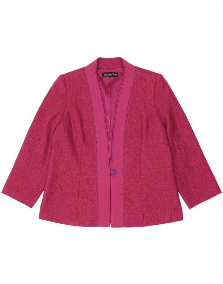 JACQUES VERT Womens 1 Button Blazer Jacket UK 18 XL Pink Polyester