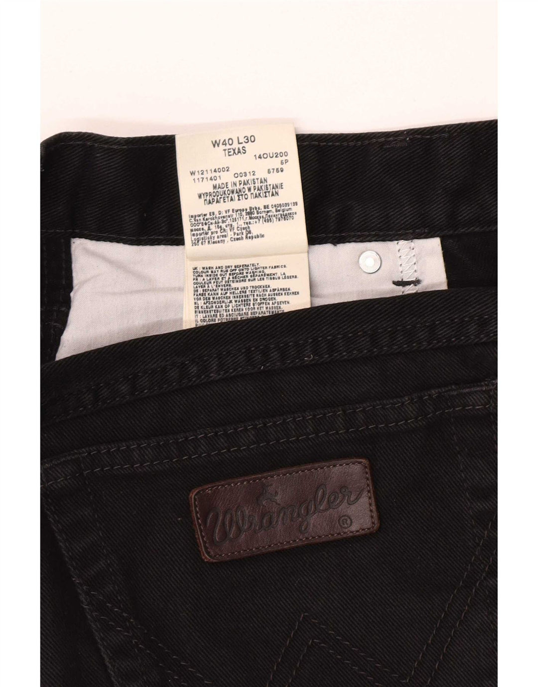 Wrangler Herren Texas Straight Jeans W40 L30 Schwarze Baumwolle