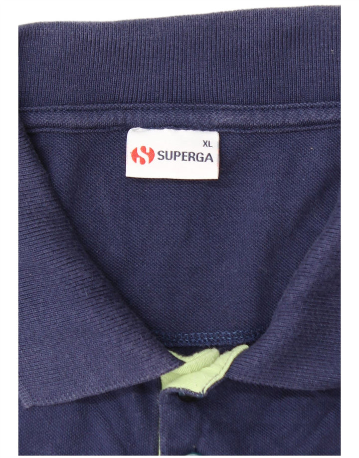SUPERGA Jungen-Poloshirt, 15–16 Jahre, XL, Marineblau, Colourblock-Baumwolle