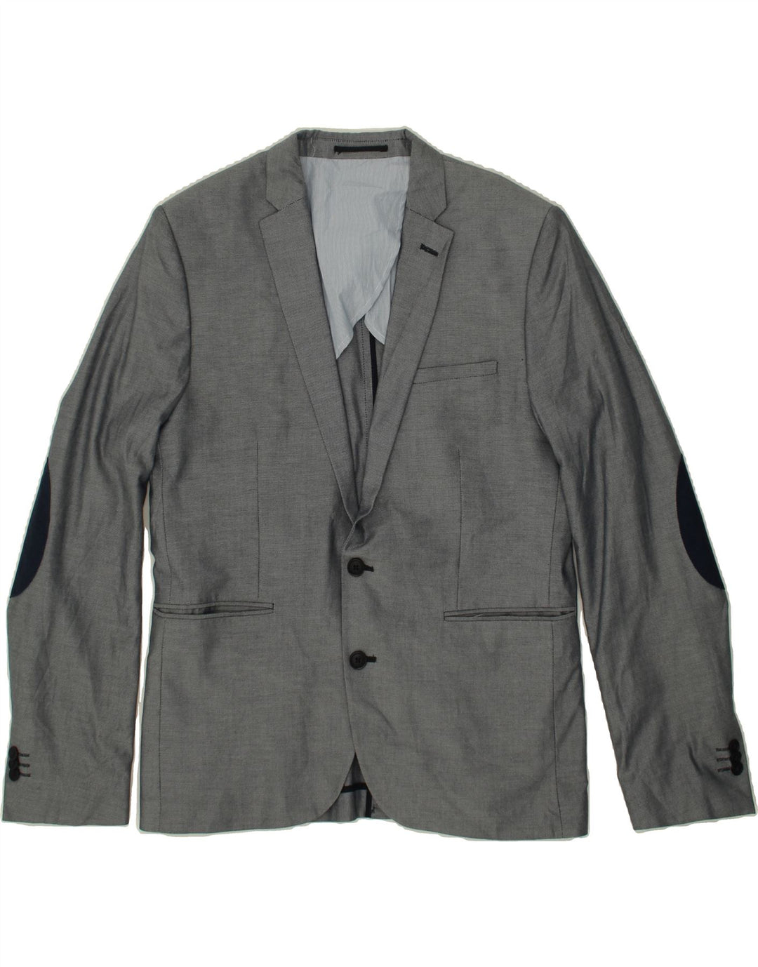 JULES Mens Fitted 2 Button Blazer Jacket UK 42 XL Grey Polyester Vintage Jules and Second-Hand Jules from Messina Hembry 