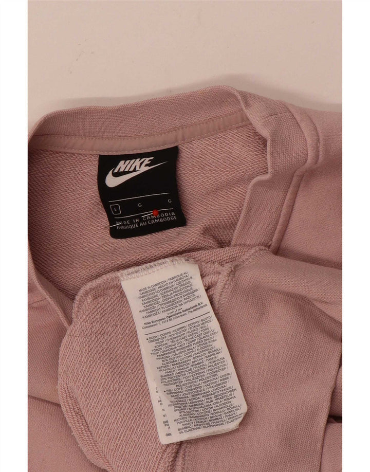 Nike Damen Sweatshirt Pullover UK 16 Large Rosa Baumwolle