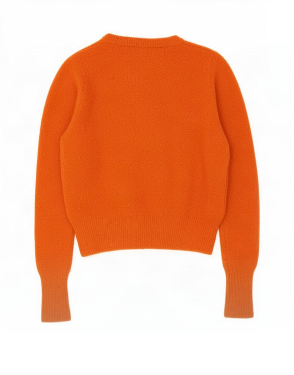 Zara Damen Crop-Pullover mit U-Boot-Ausschnitt, UK 12, mittelorangefarbenes Nylon