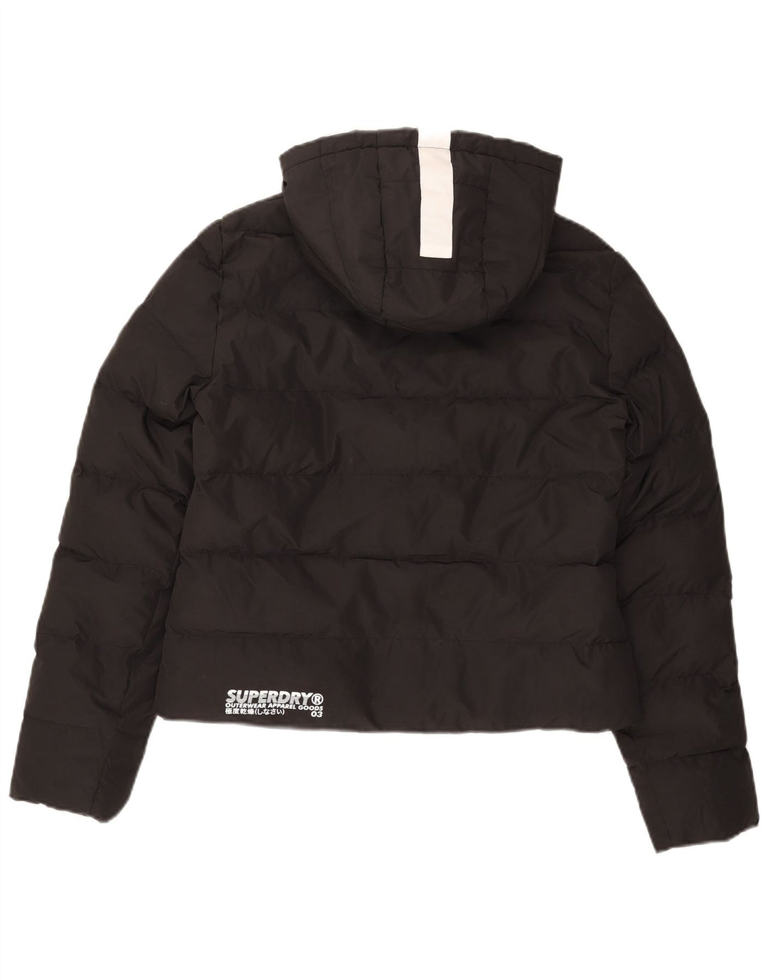 Superdry Damen Oversize Crop Hooded Wattierte Jacke UK 8 Small Schwarz