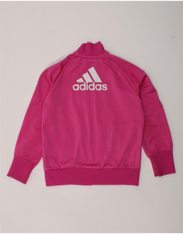 ADIDAS Girls Graphic Tracksuit Top Jacket 5-6 Years Pink Striped Polyester | Vintage Adidas | Thrift | Second-Hand Adidas | Used Clothing | Messina Hembry 