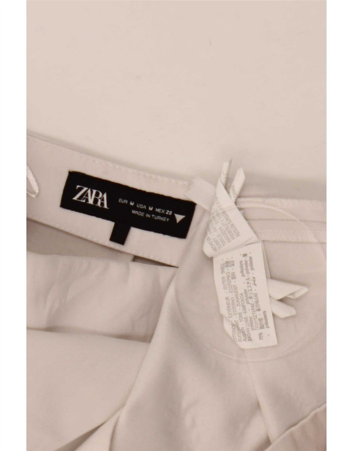 Zara Damen-Shorts mit hoher Taille, mittelgroß, W28, gebrochenes Weiß, Polyester