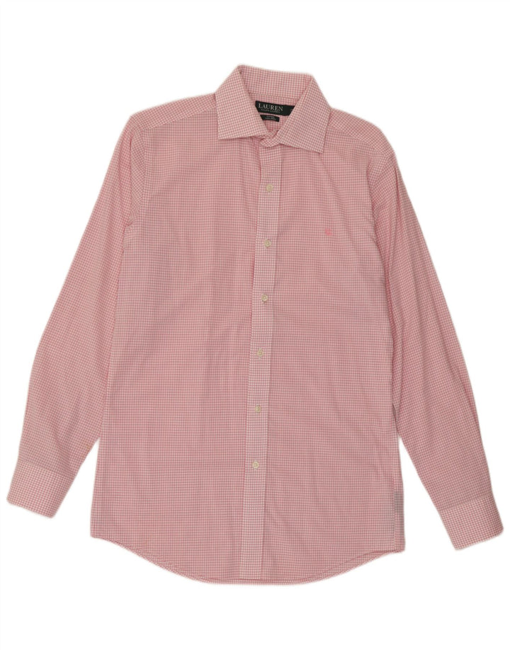 Ralph Lauren Herren-Hemd, tailliert, Größe 15 38, mittelrosa, kariert, Baumwolle
