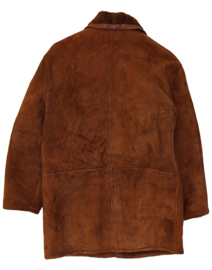 Vintage Herren Shearling Overcoat UK 40 Large Braun