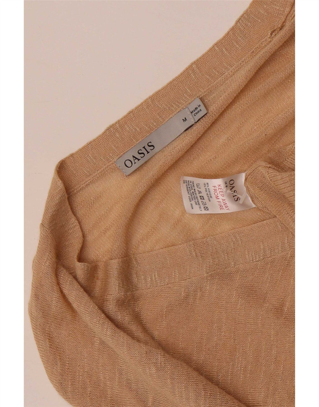 Oasis Damen Crop Cardigan Pullover UK 14 Mittelbeige gefleckte Viskose