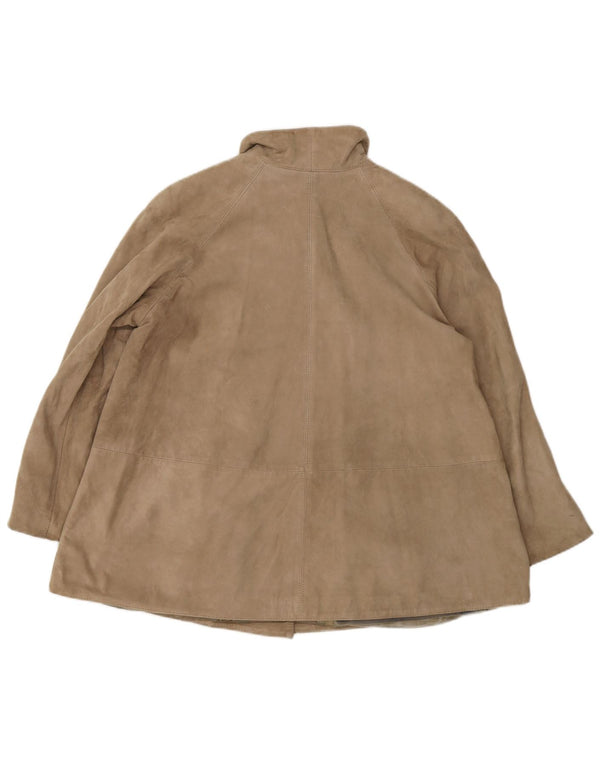 VINTAGE Damen Wildlederjacke UK 10 Small Beige Leder