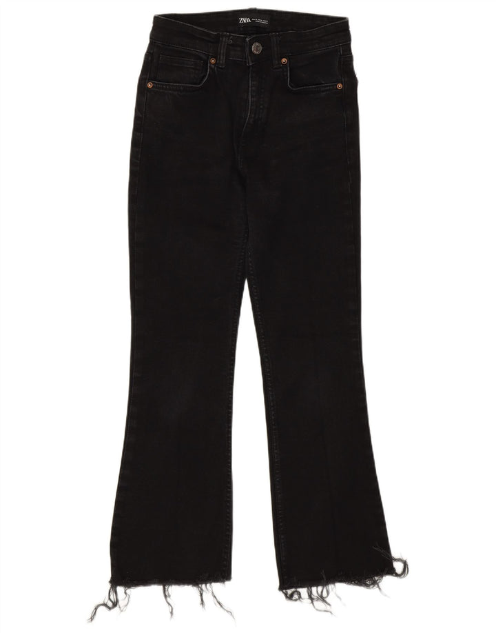 Zara Damen Bootcut Jeans EU 36 XS W26 L25 Schwarz