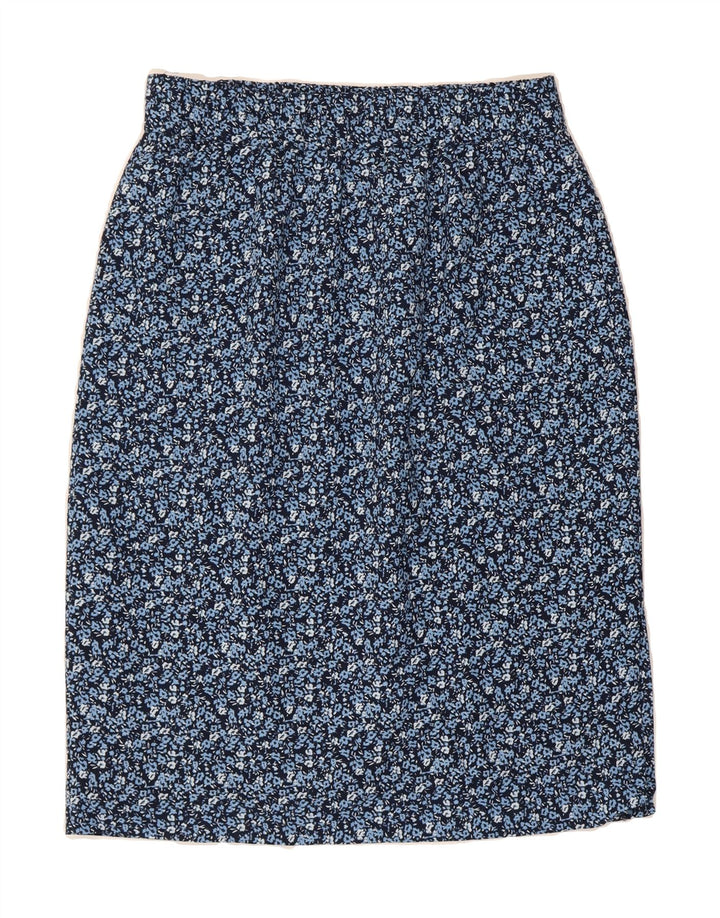 J. CREW Womens Pencil Skirt Medium W32  Navy Blue Floral Polyester Vintage J. Crew and Second-Hand J. Crew from Messina Hembry 