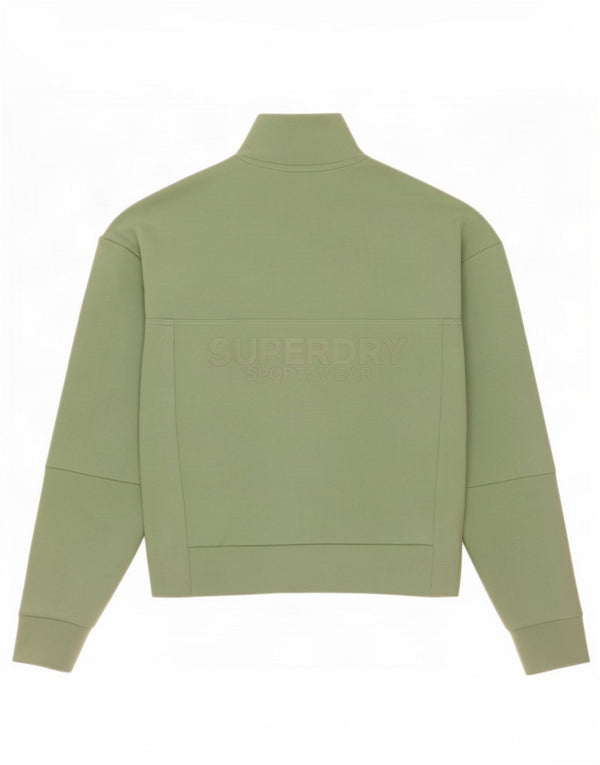 Superdry Damen-Sweatshirt in Übergröße mit Grafik und Reißverschluss am Hals, Gr. 6, XS, Grün