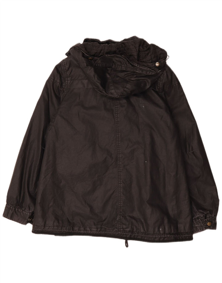 Zara Damen-Jacke aus gewachster Baumwolle mit Kapuze, UK 14, mittelschwarz