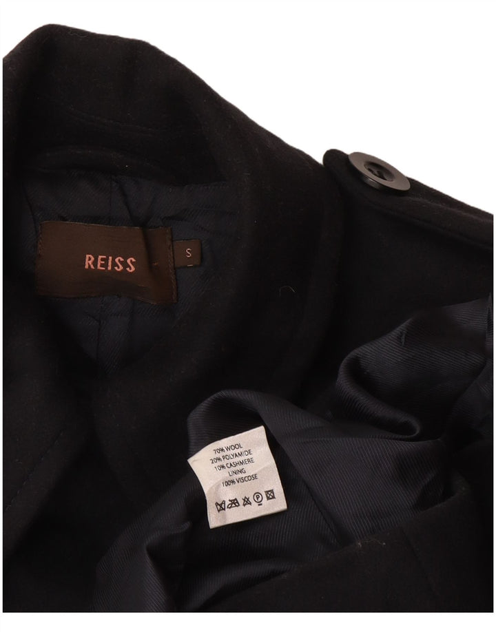 Reiss Womens Military Pea Coat UK 10 Small Marineblaue Wolle