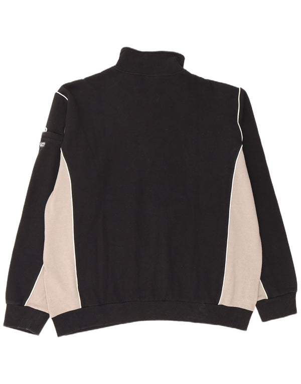 Fila Herren-Sweatshirt mit Reißverschluss am Hals, 2XL, schwarze Farbblock-Baumwolle