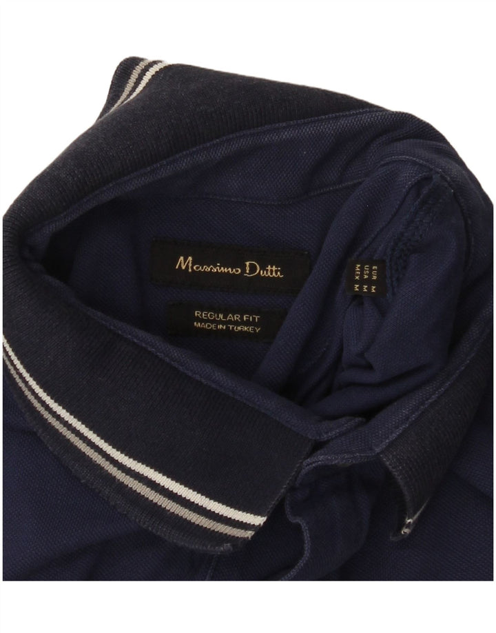 MASSIMO DUTTI Herren-Poloshirt mit normaler Passform, mittleres Marineblau