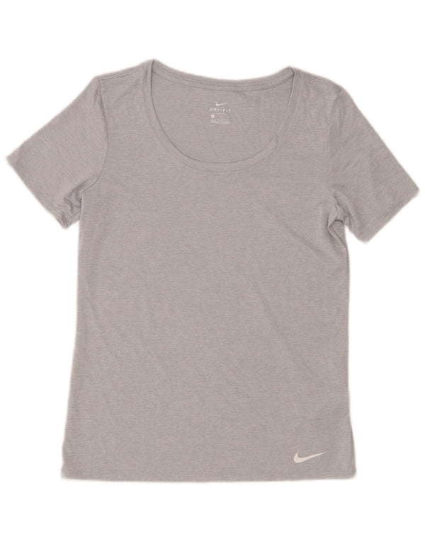 Nike Damen Dri Fit T-Shirt Top UK 10 Small Grau geflecktes Polyester