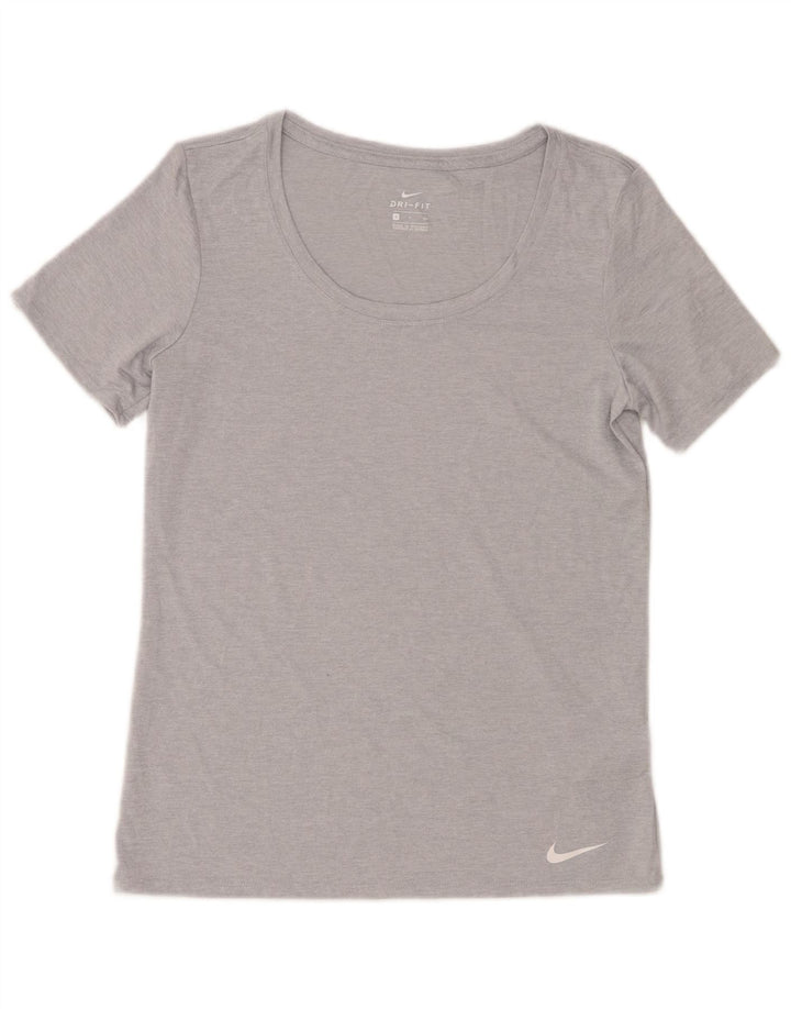 Nike Damen Dri Fit T-Shirt Top UK 10 Small Grau geflecktes Polyester