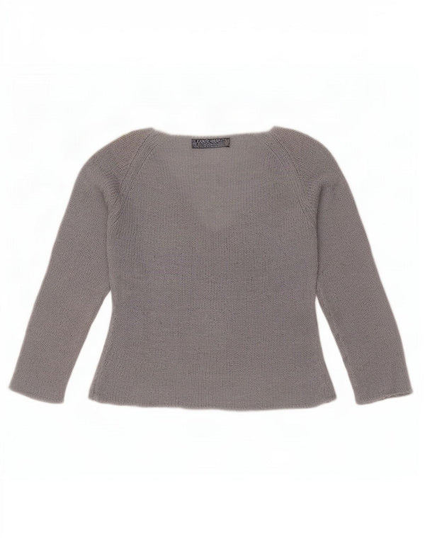 Zara Damen Crop 3/4-Ärmel-Cardigan-Pullover UK 12 Mittelblaues Blumenmuster