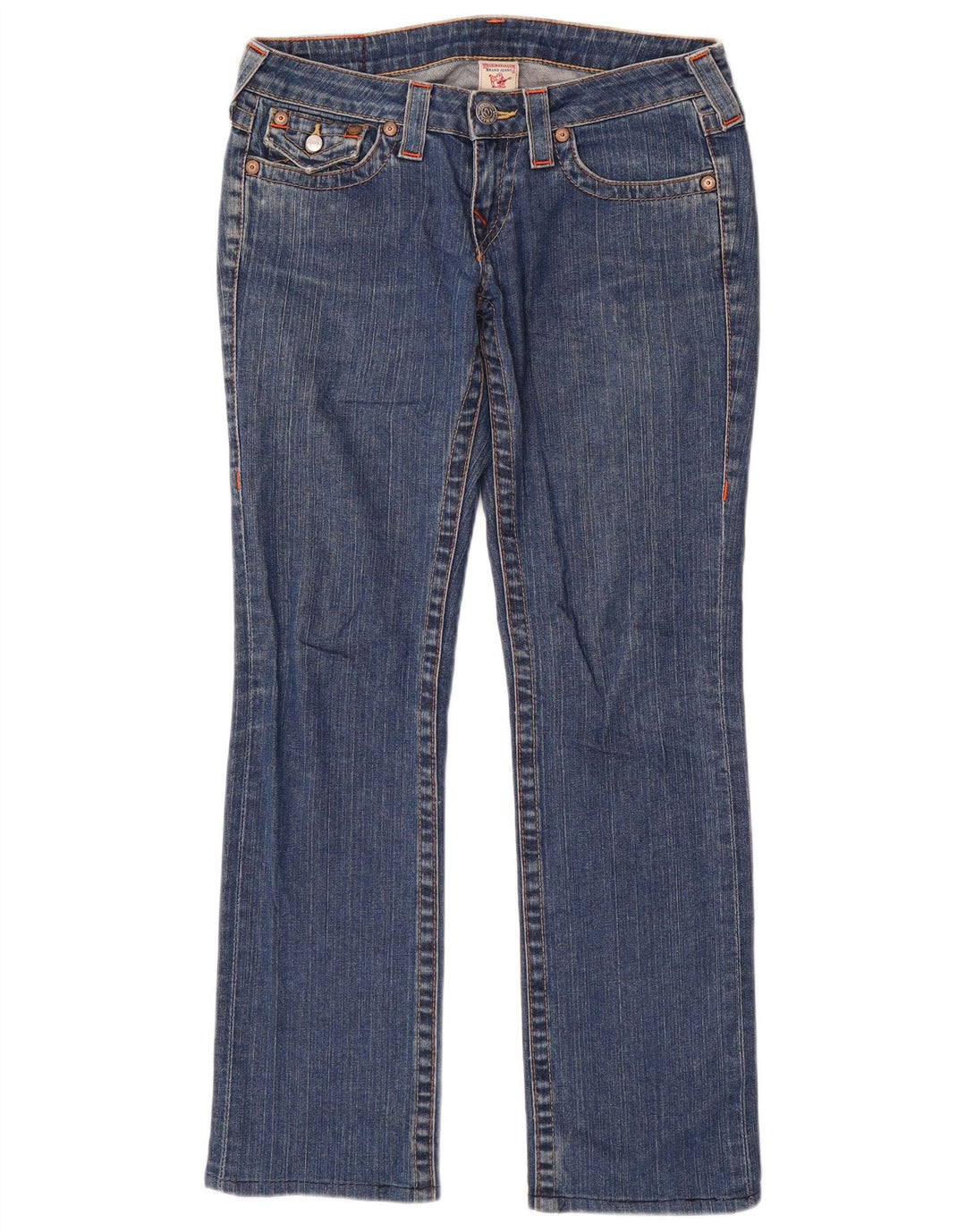 True Religion Damen Straight Jeans W27 L30 Blaue Baumwolle