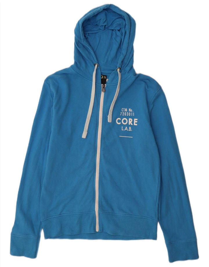 Jack & Jones Herren-Kapuzenpullover mit grafischem Reißverschluss, mittelblaue Baumwolle