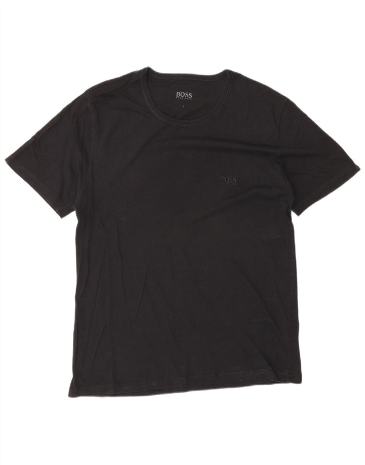Hugo Boss Herren T-Shirt Top Large Schwarz Baumwolle