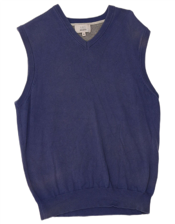 Marks & Spencer Herren-Tanktop mit normaler Passform, mittelblaue Baumwolle