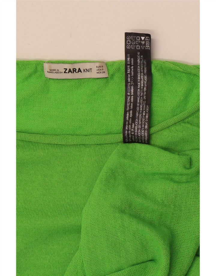Zara Damen Übergroßes Top Langarm UK 10 Small Grün Polyester