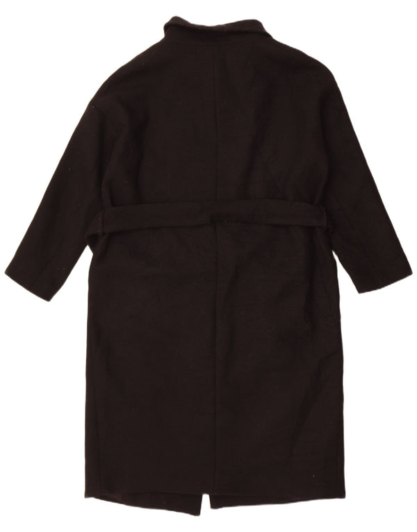 Zara Damen Übergroßer Mantel UK 10 Small Schwarze Wolle