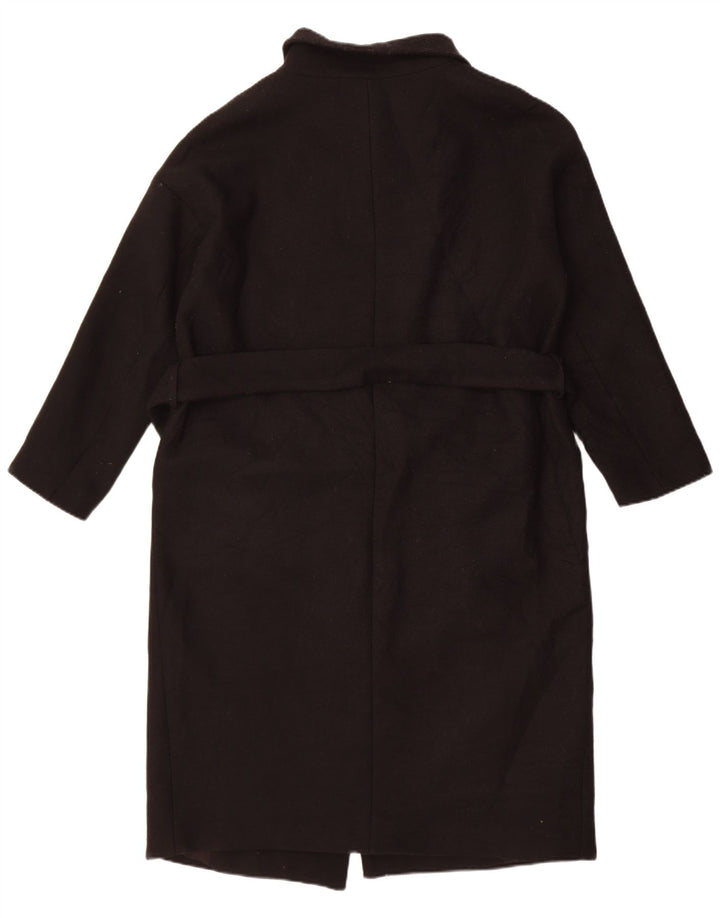 Zara Damen Übergroßer Mantel UK 10 Small Schwarze Wolle