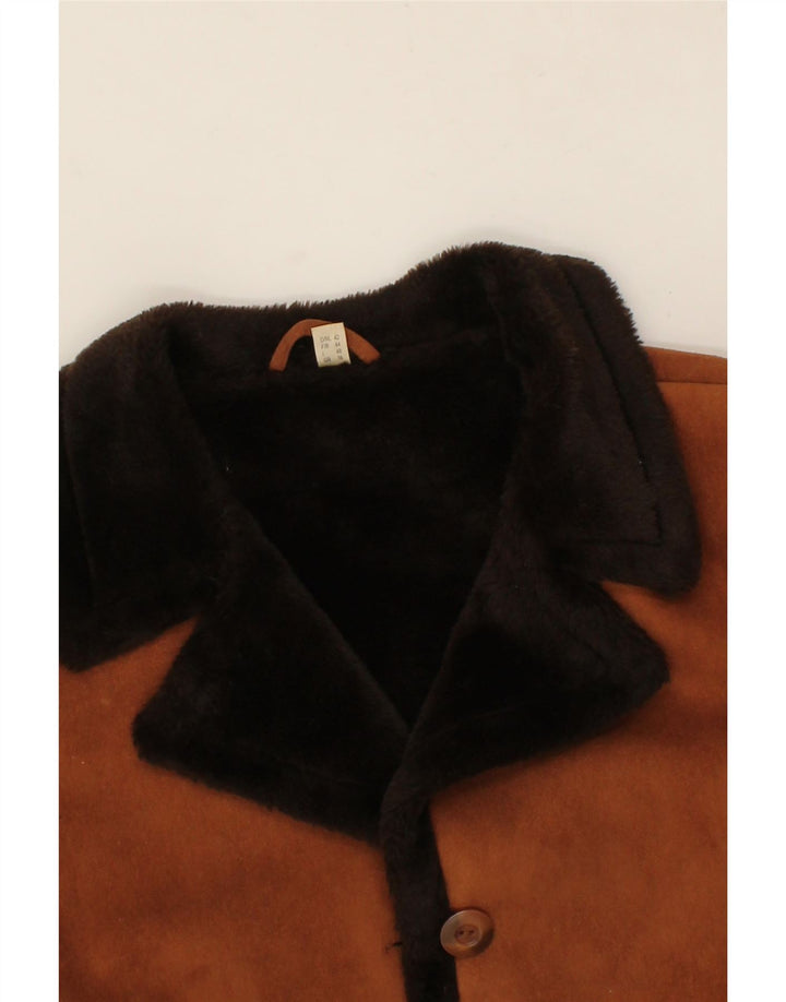 VINTAGE Womens 3 Button Blazer Jacket UK 16 Large Brown Polyester Vintage Vintage and Second-Hand Vintage from Messina Hembry 