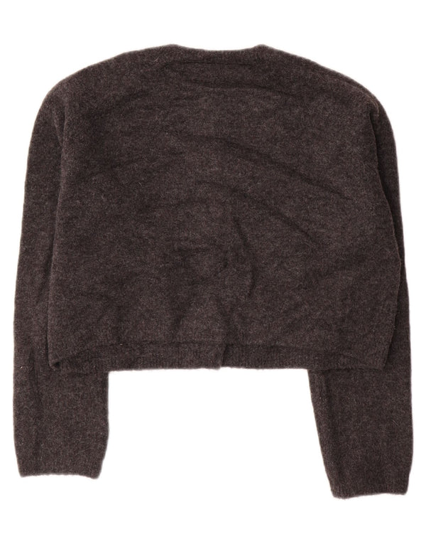 Zara Damen Crop Oversized Cardigan Pullover UK 10 Small Grau Acryl