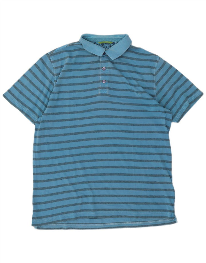 Camel Active Herren-Poloshirt, groß, blau gestreift, Baumwolle