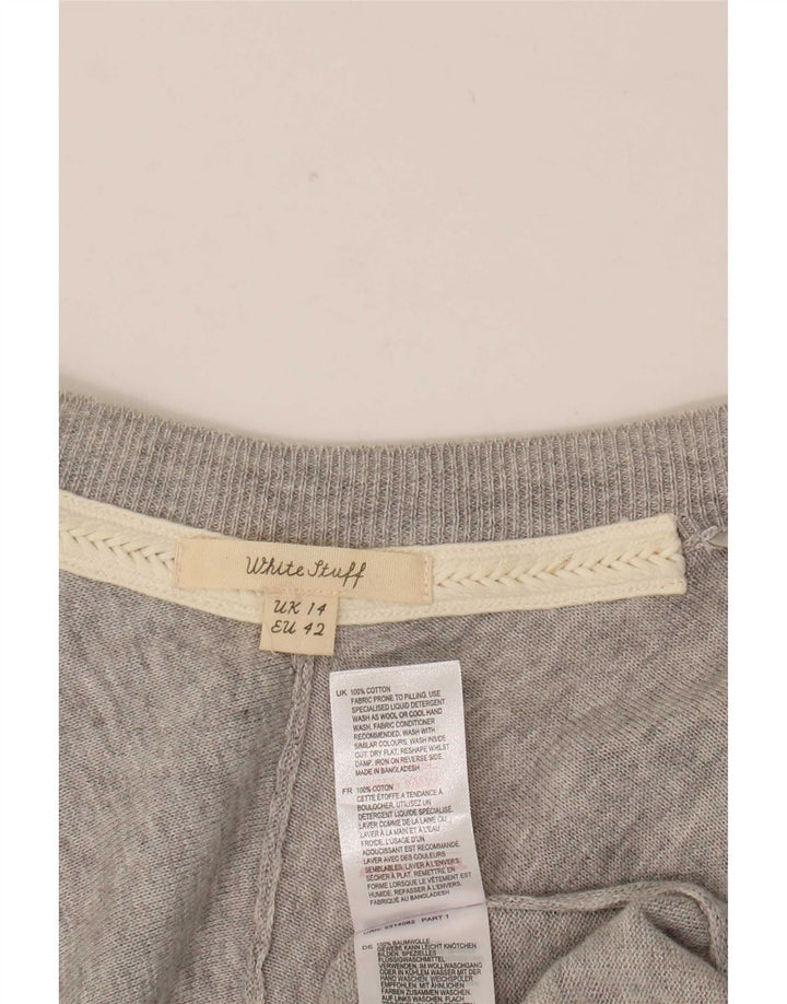 White Stuff Damen Longline Open Cardigan Pullover UK 14 Large Grau meliert