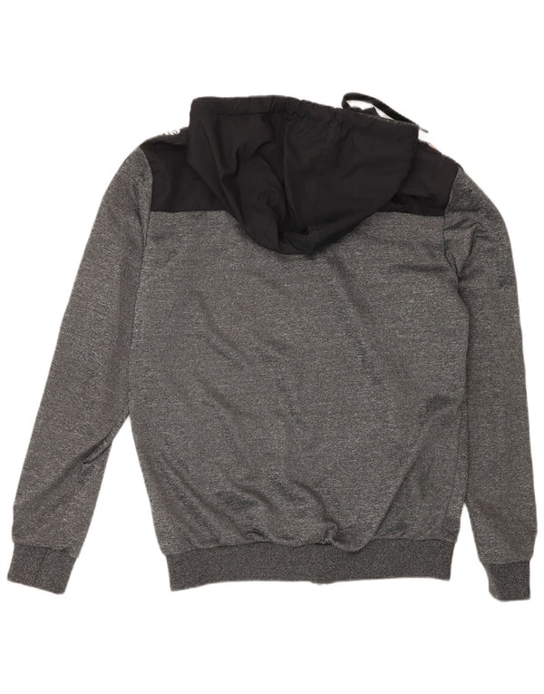 Ellesse Herren-Kapuzenpullover mit grafischem Reißverschluss, Größe S, Grau, Farbblock-Sport