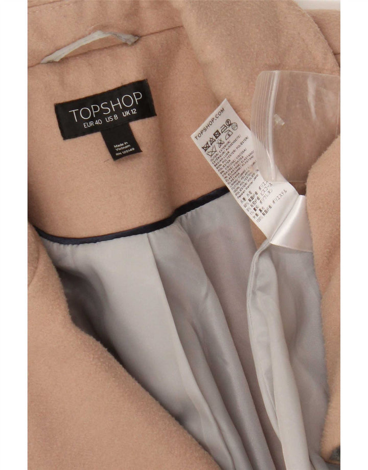 Topshop Damen Zweireihiger Mantel UK 12 Medium Beige Polyester