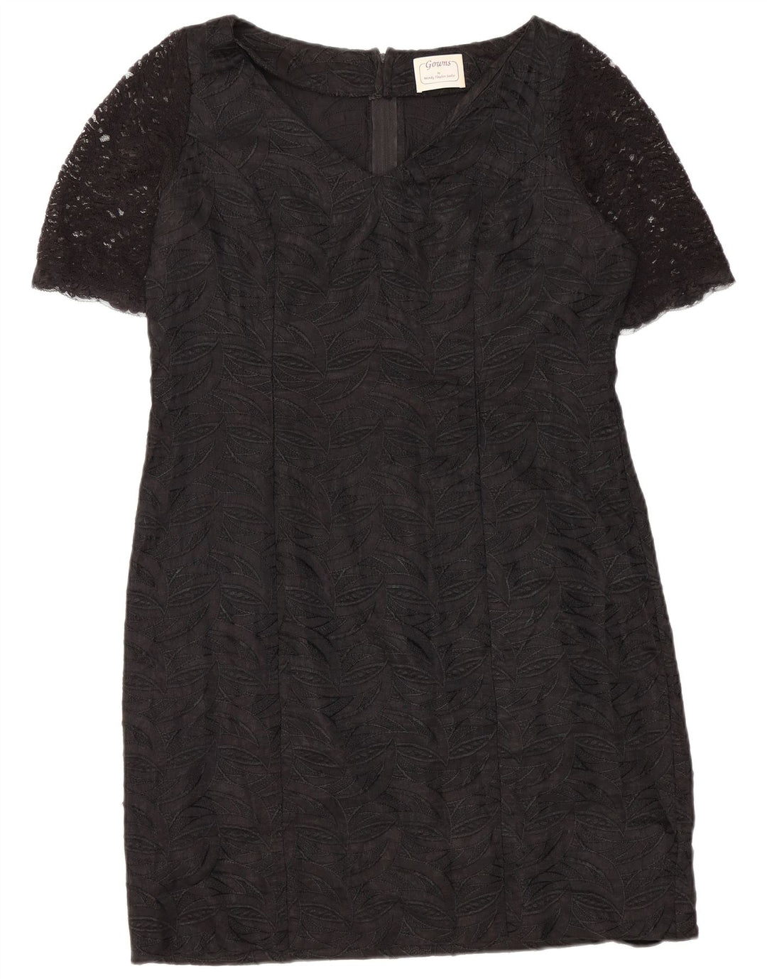 VINTAGE Womens Sheath Dress UK 12 Medium Black Floral