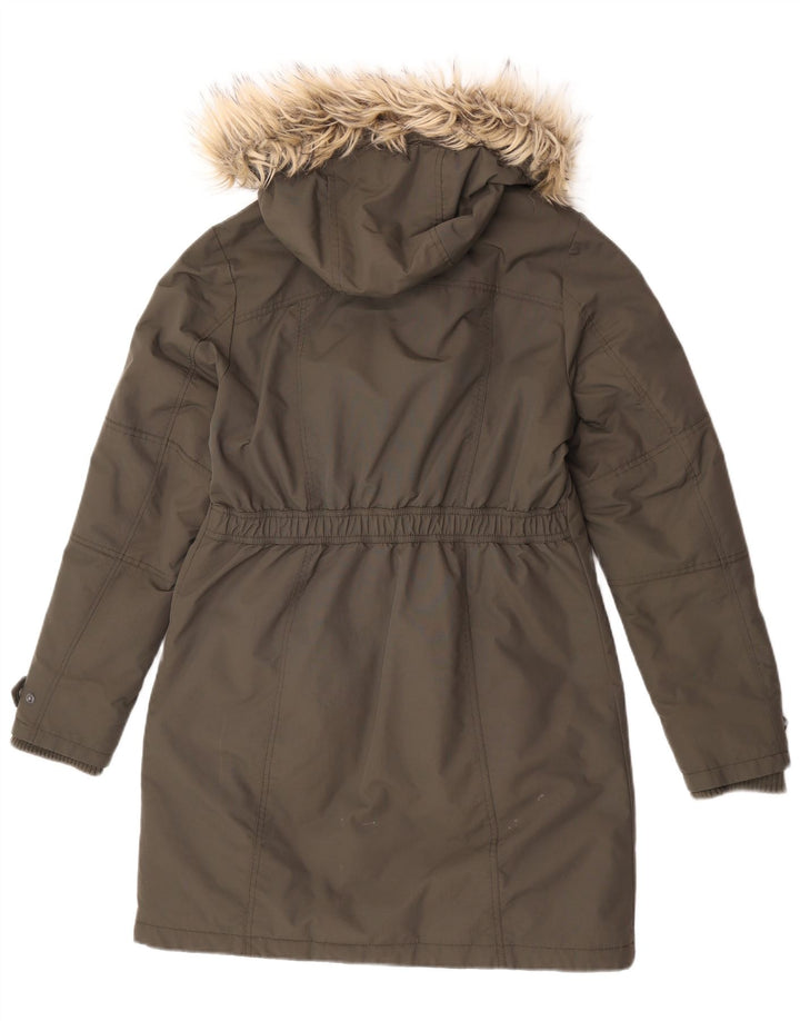 Fat Face Wattierter Damenmantel mit Kapuze, UK 12, Medium Khaki, Nylon