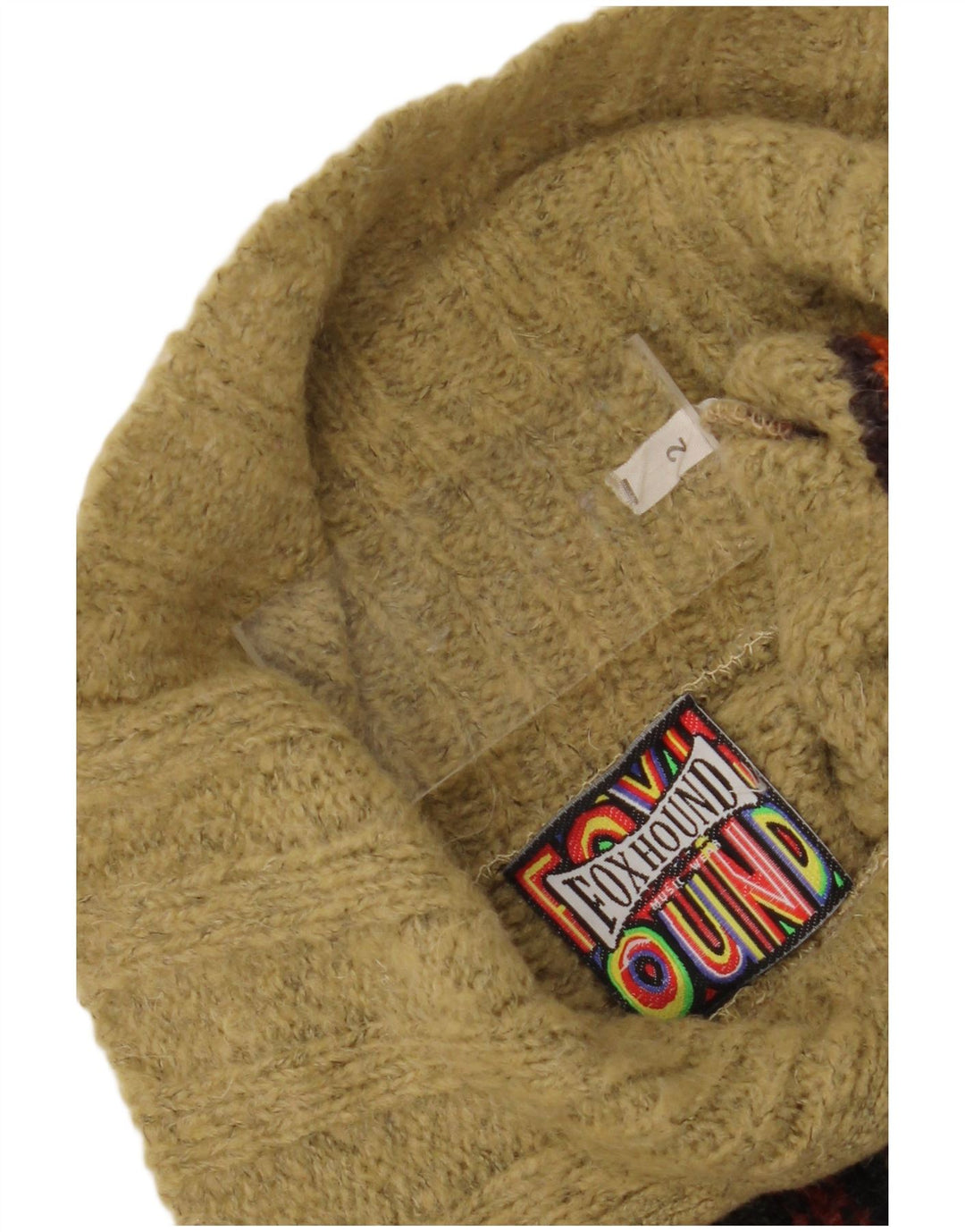 Foxhound Herren-Pullover mit Reißverschluss am Hals, mittelgroße Khaki-gestreifte Wolle