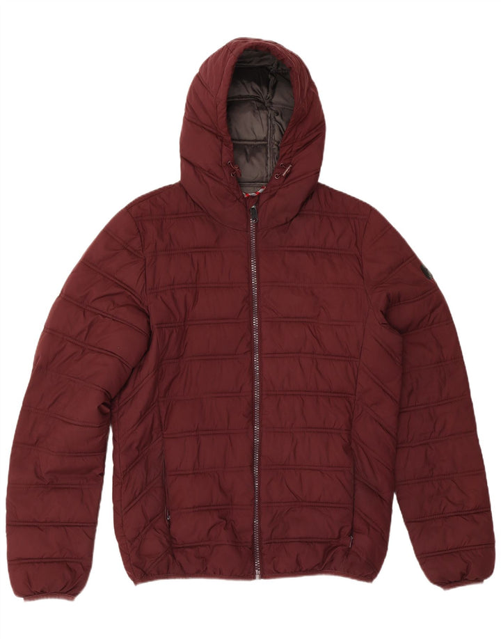 Liu Jo Herren-Jacke mit Kapuze, gepolstert, UK 38, mittleres Burgunderrot, Polyester