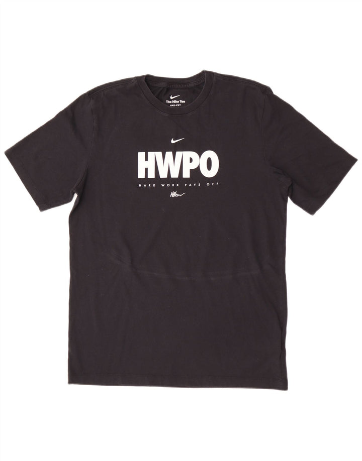 Nike Herren Dri Fit Graphic T-Shirt-Oberteil aus mittelschwarzer Baumwolle