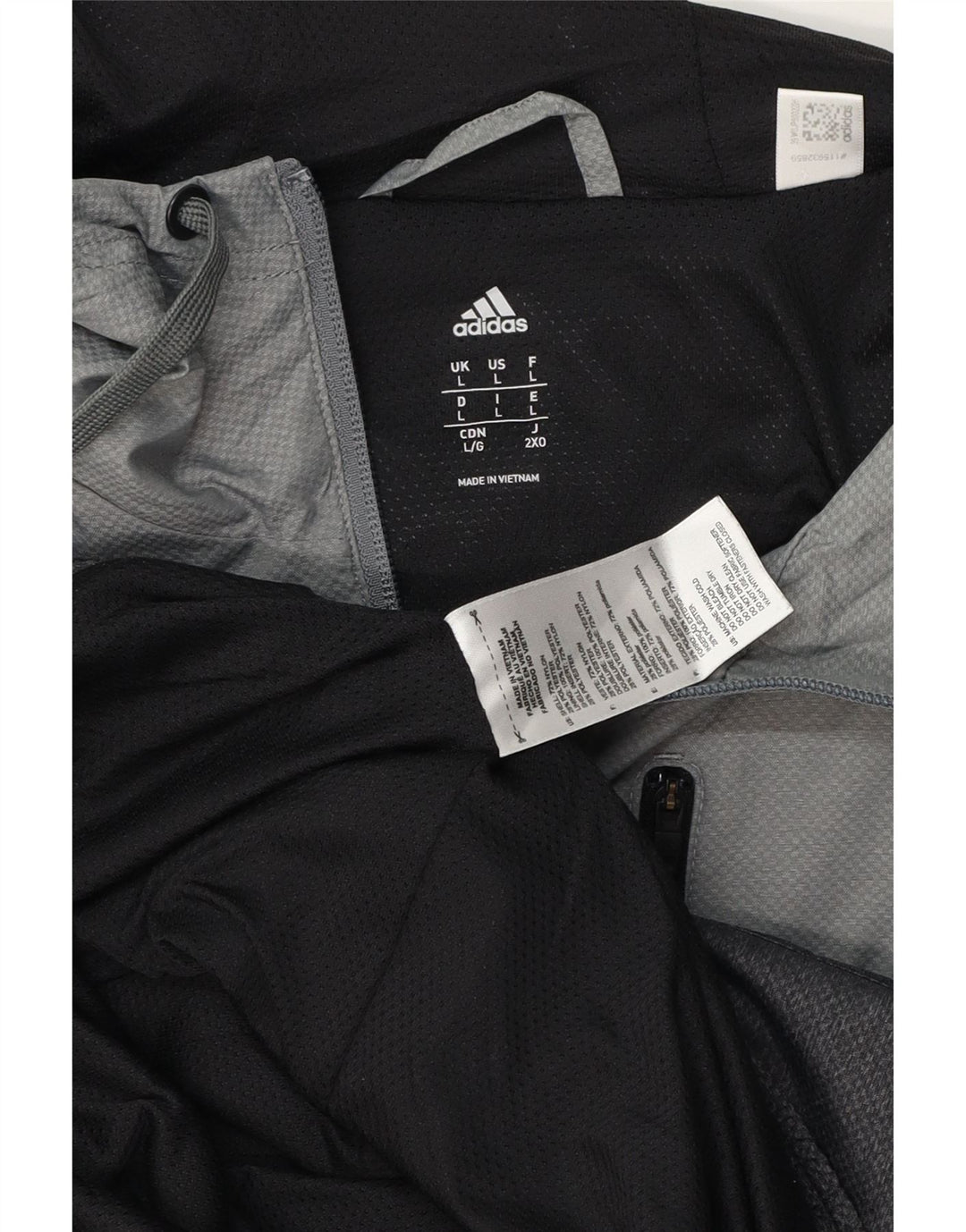 ADIDAS Herren-Trainingsanzug mit Kapuze, Oberjacke, groß, graues Colourblock-Nylon