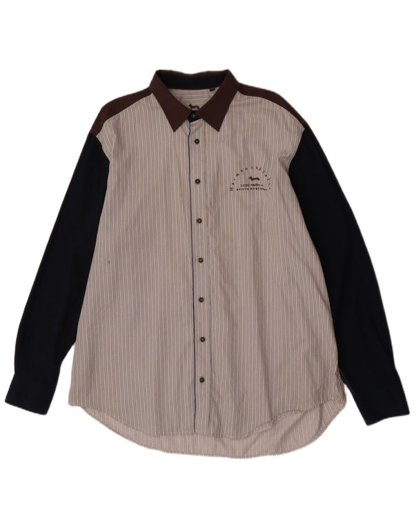 Harmont & Blaine Herren-Hemd mit regulärer Passform, 4XL, gebrochenes Weiß, Colourblock-Baumwolle