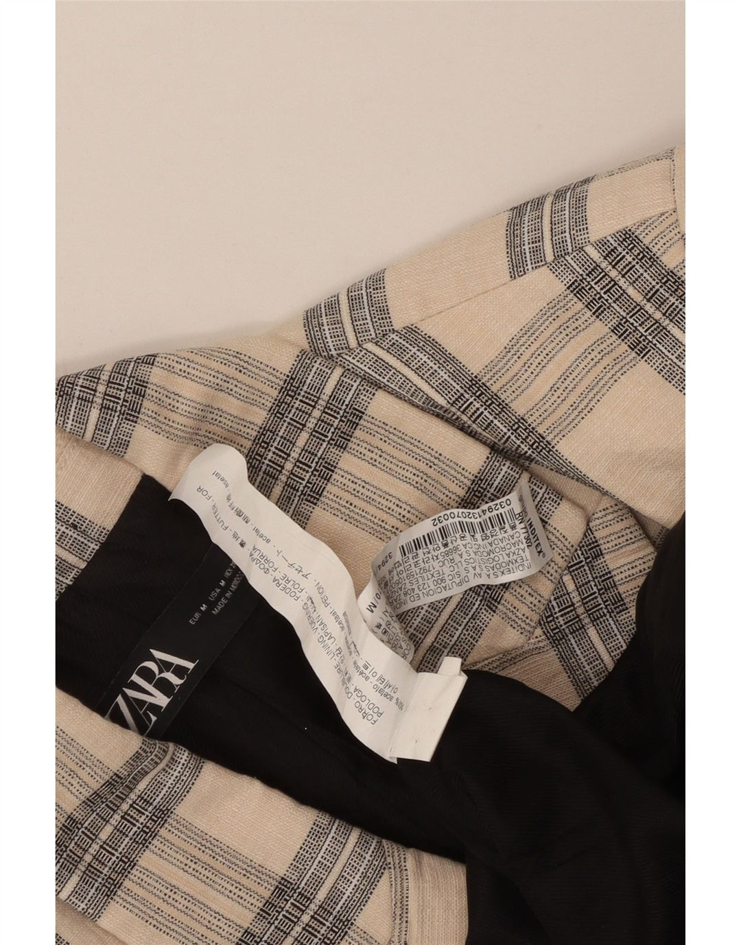 Zweireihiger Blazer für Herren von Zara, Gr. 38, mittelbeigefarbenes Karo-Acetat