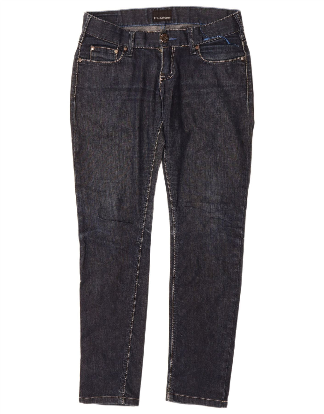 Calvin Klein Damen Slim Jeans W27 L29 Marineblau Baumwolle