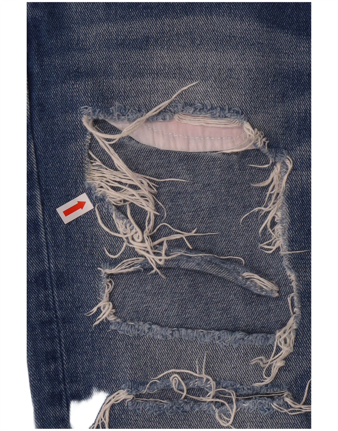 Zara Damen Distressed Tapered Jeans EU 34 2XS W24 L30 Blue Grunge